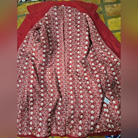 Anthropologie Red TULLE Wool Blend Button Up Coat, Lined, Sz XL - Picture 5 of 7